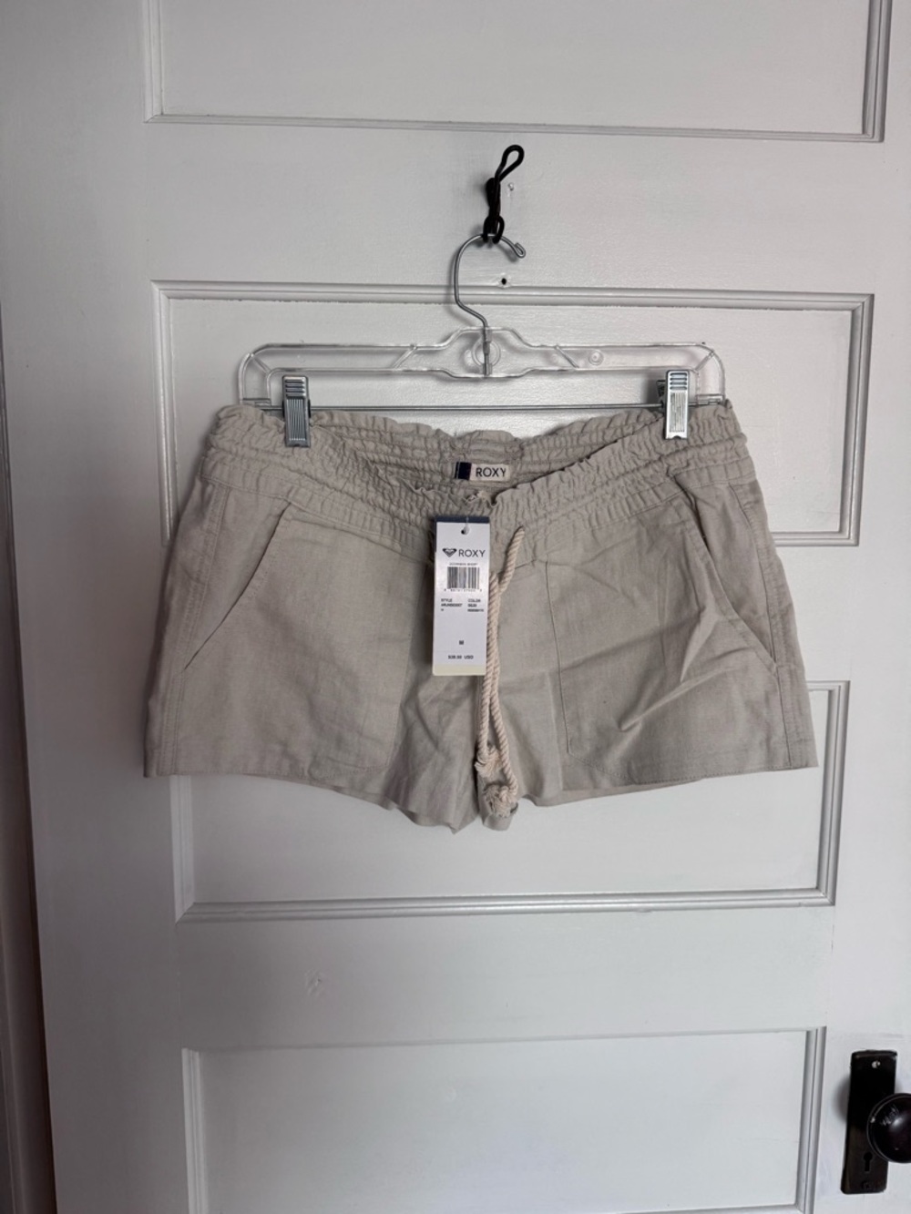 Roxy Oceanside Light Beige Drawstring Elastic Waist Shorts